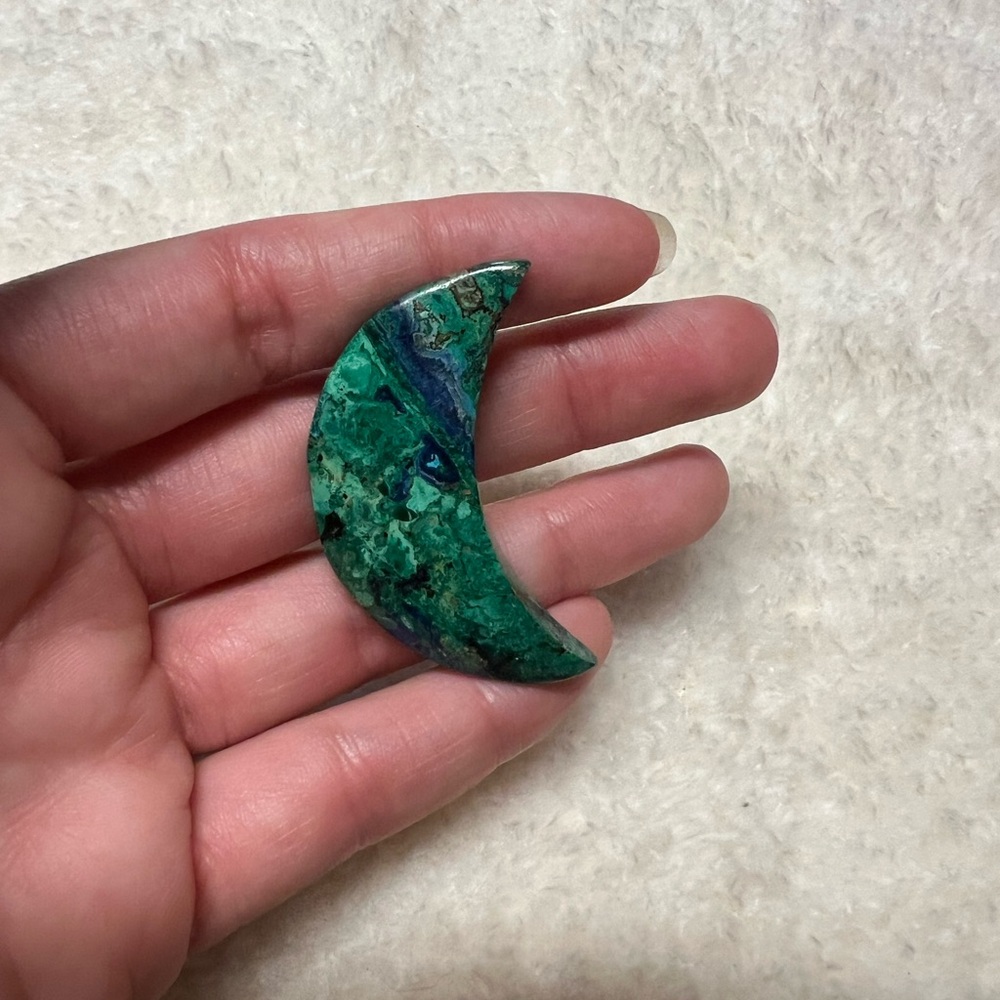 Malachite & Azurite Crystal Crescent Moon (2 Inches)